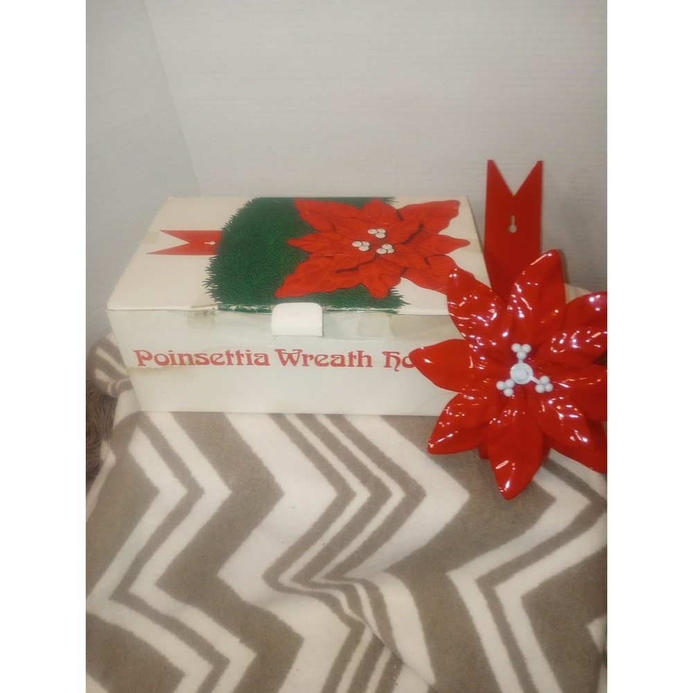 Department 56 Poinsettia Wreath Holder NOS Original Box‎ Vtg Red